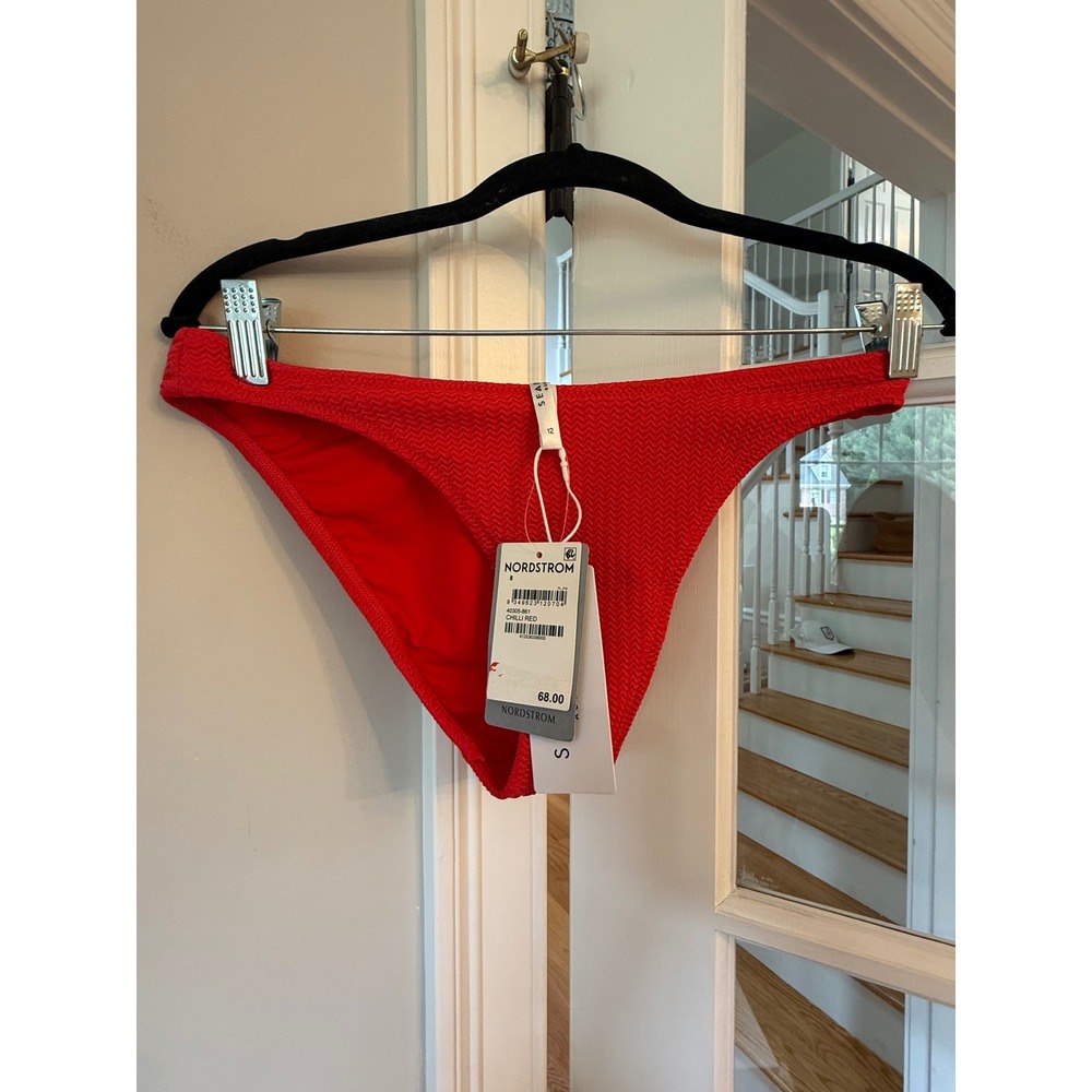 Seafolly Australia Sea Dive High Cut Pant Bikini Bottoms Chilli Red Womens 12NEW
